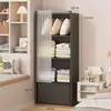Armario sencillo con cortina, estantería de almacenamiento multicapa, mueble librero para el hogar, armario de almacenamiento, librería multifuncional