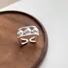 Anel Geométrico de Contas Doce e Cool para Mulheres, Anel Aberto Moderno e Personalizado com Design Vazado Retrô, Anel Personalizado de Nicho para Dedo Indicador