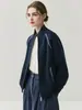 Nuevo cárdigan de cachemir grueso Miu Style para mujer Otoño/Invierno 2026, con bloques de color, cuello alto y cremallera, abrigo holgado y casual