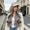 Comercio electrónico transfronterizo: peluca larga rizada gris con gorra incorporada, popular entre influencers europeos y americanos, peinado realista de ondas grandes, suministro directo de fábrica
