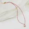 Colgante de Cristal en Polvo de Rodolita de Diseño Original Collar de Piedras Naturales con Cuentas Exquisito Dulce Versátil Nicho Collar para Mujeres