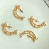 Pacote 14K ouro micro incrustado zircão estrela lua brinco diy artesanal jóias borla orelha esquerda e direita gancho acessórios