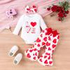 Traje de niña estilo ins de Amazon transfronterizo Otoño e Invierno Más Vendido Letra Amor Estampado Ropa Ha con Pantalones Campana