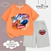 Conjunto de Dos Piezas de Pantalón Corto de Manga Corta para Niños Lightning McQueen Ropa de Verano para Niños Algodón Puro Estampado de Dibujos Animados Traje Deportivo Casual