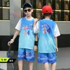 Traje de Baloncesto Infantil Niños y Niñas Falso Dos Piezas Secado Rápido Traje de Entrenamiento Deportivo Camiseta Estampada de Manga Corta Compra en Grupo