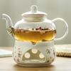 Tetera de vidrio resistente al calor con forma de flor, taza de té de vidrio transparente con forma de flor, té de la tarde, tetera de fruta con forma de flor, traje calefactor con forma de vela
