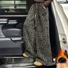Pantalones de pierna ancha con estampado de leopardo para niñas 2025 Nuevo Invierno Gruesos pantalones rectos forrados de polar para niños mayores, Pantalones largos de polar modernos