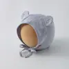 Touca de Bebê Estilo Primavera Fina Touca Turbante para Meninos e Meninas, Touca Simples Quente com Proteção para as Orelhas para Bebês, Touca Macia com Orelhas de Urso