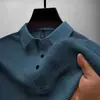 Nueva Camiseta de Verano Paul Manga Corta Manga Corta Malla de Alta Gama Seda Helada Camiseta de Manga Corta Camisa para Hombre Cuello de Camisa Verano Color Sólido