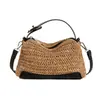 Bolso de Mano Cuadrado Pequeño de Moda de este Año para Mujer, Nuevo Estilo Verano 2026, Bolso de Hombro Tejido de Paja con Bloques de Color, Bolso Cruzado Versátil