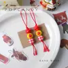 Chaveiro Pingente Coleção Vermelha Contas Soltas Outono e Inverno Pingente Laço Coração Joias DIY Penduricalho de Bolsa Cordão Decorativo