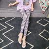 Meiluoshi Primavera e Verão Nova Moda Leggings de Malha Slim-fit Femininas Cintura Alta Versátil Justas Respiráveis Calças Comprimento no Tornozelo