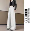 Pantalones grises de pierna curva para mujer, nueva colección otoño 2026, talla grande, corte holgado, casual, fluidos, de pierna ancha, pants deportivos