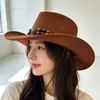 Sombrero vaquero estilo étnico para mujer, adecuado para viajar en Xizang, Xinjiang y el oeste de Sichuan, sombrero para exteriores para senderismo con ala ancha para protección solar