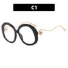 Gafas redondas de metal con montura grande, nuevas gafas de moda 2025 con espejo plano, personalizadas, estilo retro con perla antiazul.