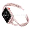 Adequado para Apple Watch 11/1ª Geração Pulseira de Corrente Cruzada Cravejada de Diamantes Apple Ultra 2 Corrente Fina Cravejada de Diamantes