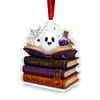 Ornamento de Pendurar para Halloween Canto de Leitura da Biblioteca Pingente de Estante Fantasma Lendo Pingente de Acrílico Presente de Festival