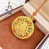 Tienda de Oro Mismo Estilo Chapado en Oro Esmalte Brújula de los Ocho Tesoros Amarillo Dios de la Riqueza Colgante Nuevo Estilo Chino Vajra Colgante de Brújula de los Ocho Tesoros