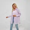 Foto Real de Cárdigan de Mujer 2025 Primavera y Otoño Nuevo Amazon para Mujer Color Sólido Moda Casual Camisa de Manga Larga para Mujer