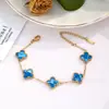 Pulsera de trébol de cuatro hojas más vendida en Amazon pulsera de doble cara titanio de acero titanio 18K oro real color 18k joyería versátil venta al por mayor