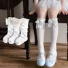 Calcetines de Verano para Niños, Calcetines de Malla con Lazo para Niñas, Calcetines Finos de Encaje hasta la Pantorrilla, Calcetines Dulces de Princesa de Media Pantorrilla