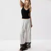 Pantalones largos casuales de pierna ancha para mujer, de cintura alta, con caída, de encaje de lunares empalmado, nuevos para la primavera-verano 2026, transfronterizos europeos y americanos
