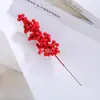 Simulación Transfronteriza Fruta Roja Holly Fruta de la Fortuna Cubo de Flores de Simulación Adornos Adornos de Interior para Sala de Estar Arreglos Florales Adornos de Flores Artificiales