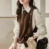 Colete de Tricô Fashion Casual 2026 Primavera e Outono Tendência Estilo Celebridade da Internet Emagrecedor e Rejuvenescedor Colete de Tricô Top