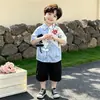 Conjunto para Niños 2026 Verano Nuevo Estilo Camisa Estilo Chino para Niños Ropa de Verano Delgada de Manga Corta de Moda para Bebés