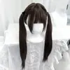 Peluca Xingcheng Femenina Marrón Frío Lolita Chica Suave Jk Natural 60cm Doble Cola de Caballo Cabello Largo Liso Peluca Completa