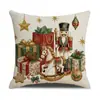 Funda de almohada navideña transfronteriza 2026, decoración festiva, funda de cojín para sofá, funda de almohada con estampado de muñeco de nieve y Santa Claus