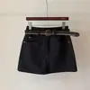 Falda corta retro versátil de línea A, nueva moda de cintura alta adelgazante que cubre la cadera anti-exposición, falda corta vaquera para mujer
