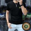Camiseta de verano para hombre, nueva, de manga corta, cuello redondo, estampada, de moda, de media manga, ajustada, de algodón de seda, ropa para hombre atractiva