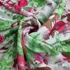 Malla Impresa 40D Poliéster Elástico Malla Impresa, Brillante Festivo Rosa Rojo Flor Hoja Verde Vestido Camisa Base Superficie