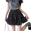 Falda Midi Estilo Coreano Estampado Floral Negro para Mujer Primavera Verano 2026 Nueva Falda Pastel Falda Midi Pequeña Falda Corta de Corte A