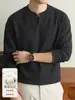 Suéter de punto de manga larga estilo Old Money, prenda interior para hombre, cuello en V, color liso, ropa interior de invierno, camiseta cálida, cuello redondo, jersey, engrosado