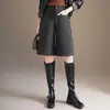 Moda Shorts de Pierna Ancha Cepillados para Mujer, Novedad Otoño/Invierno 2026 Pantalones de Cintura Alta Adelgazantes a la Rodilla, Shorts de Pierna Recta Relajados y Cómodos