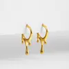 2024 Nueva Tendencia de Moda de Personalidad Europea y Americana Pendientes Largos Irregulares Plegados Forma de Gota de Lava Oro 18K