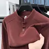 Camiseta de Terciopelo Alemán para Hombre de Otoño con Cuello Alto de Color Sólido, Casual de Negocios para Papás de Mediana Edad, Versátil Sudadera de Manga Larga Capa Base