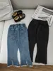 Pantalones Largos Ajustados de Moda Primavera y Otoño Wulibu-2026 para Niñas, Estilo Coreano Ligeramente Acampanados de Mezclilla Casual