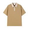 Primavera y verano nuevo 230g algodón perla media cremallera polo para hombre marca tendencia holgado color contraste manga corta camisa para amantes de Paul