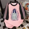 2026 Novo Estilo de Verão Camiseta de Manga Curta com Estampa de Personagem, Top Oversize Color Block Estilo Casual Preguiçoso Ins