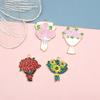 Hermosos accesorios artísticos de aleación DIY con forma de flor, pendientes de girasol rosa, collar, colgante, llavero, colgante de gota de aceite