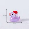 Paisagem em miniatura, pato fofo com chapéu de Natal brilhante, esfera de cristal para jardinagem, ornamentos decorativos, miniaturas de mesa