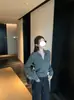 Suéter elegante y discreto, tejido de punto con cuello polo estilo "old money" para mujer, top casual y relajado de manga larga con cuello en V