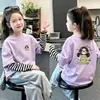 Camiseta de manga larga para niña, algodón puro, casual, corte holgado, estampado lindo, a la moda, para niños mayores, capa base, top falso de dos piezas