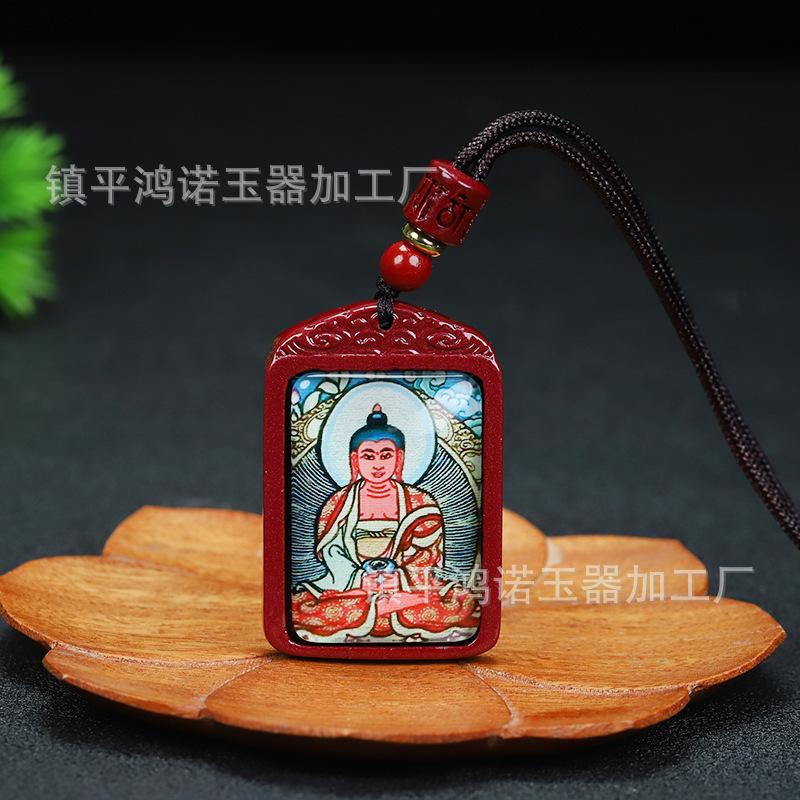 朱砂彩绘守护神吊坠