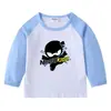 2023 Transfronteiriça Nova Primavera e Outono Camiseta Infantil Gola Redonda Desenho Animado Manga Longa Top Camisa Básica Meninos e Meninas Bebê Camiseta de Algodão