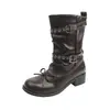 Botas Curtas Plissadas com Fivela de Laço Femininas 2026 Outono Novo Versátil Estilo Ballet Botas de Equitação com Salto Escondido