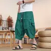 Pantalones de 7/8 para Hombre, Jacquard 8X, Estilo Chino, Corte Holgado, Patrón Agrietado, Pierna Ancha, Modernos, Plisados, L, Pantalones Harem Irregulares